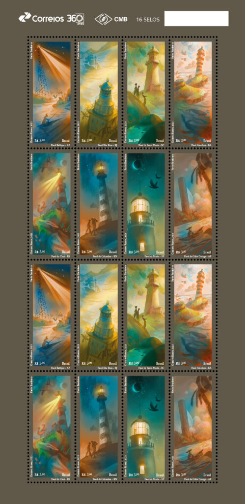 Folha de selos Faróis Brasileiros